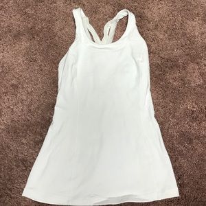 White Lululemon tank with strappy back size 4